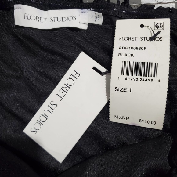 Floret Studios Dress Womens Large Black Lace One Shoulder Asymmetrical Short - Picture 11 of 12